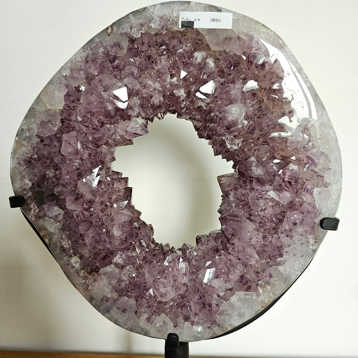 Amethysten-Scheibe im Ständer, ca. 26 cm, A Qualität