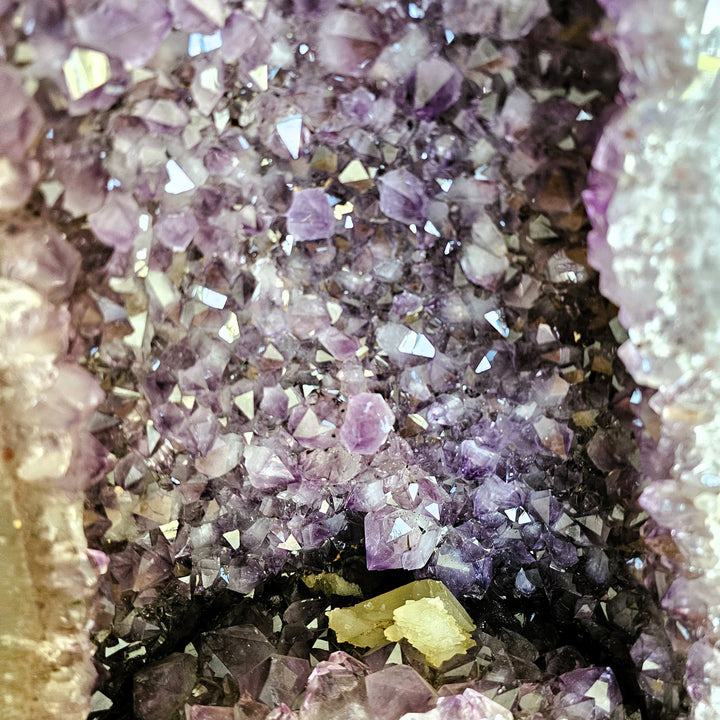 Amethyst Geode/Druse (groß) mit Calcit, ca. 61 cm, A+ Qualität