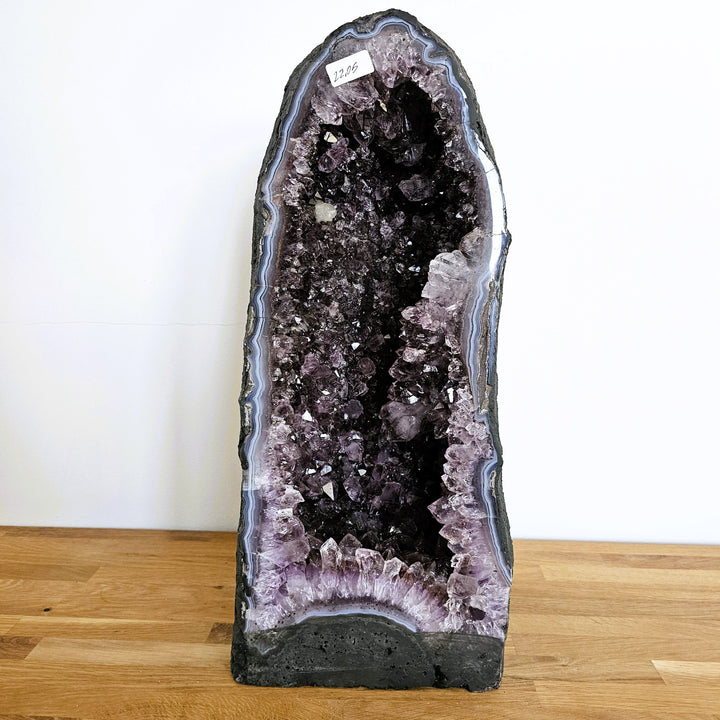 Amethyst Geode/Druse (groß) mit Achatumrandung, ca. 50 cm, A+ Qualität