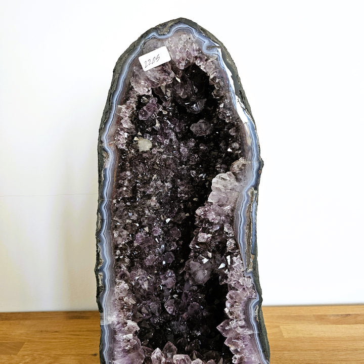 Amethyst Geode/Druse (groß) mit Achatumrandung, ca. 50 cm, A+ Qualität