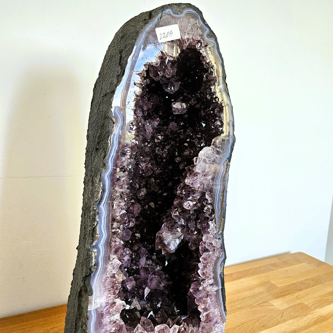 Amethyst Geode/Druse (groß) mit Achatumrandung, ca. 50 cm, A+ Qualität