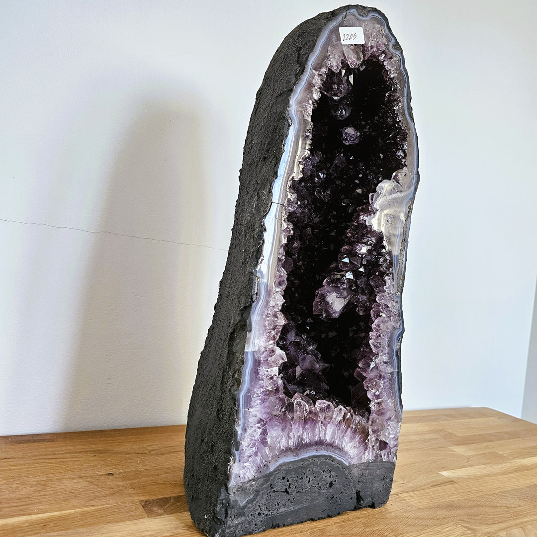 Amethyst Geode/Druse (groß) mit Achatumrandung, ca. 50 cm, A+ Qualität