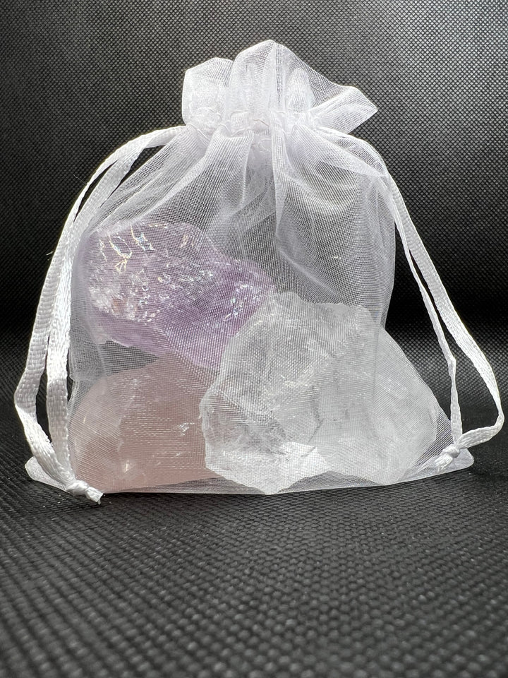 Wassersteine Basis-Set Rosenquarz, Amethyst, Bergkristall, 150 g, A Qualität,